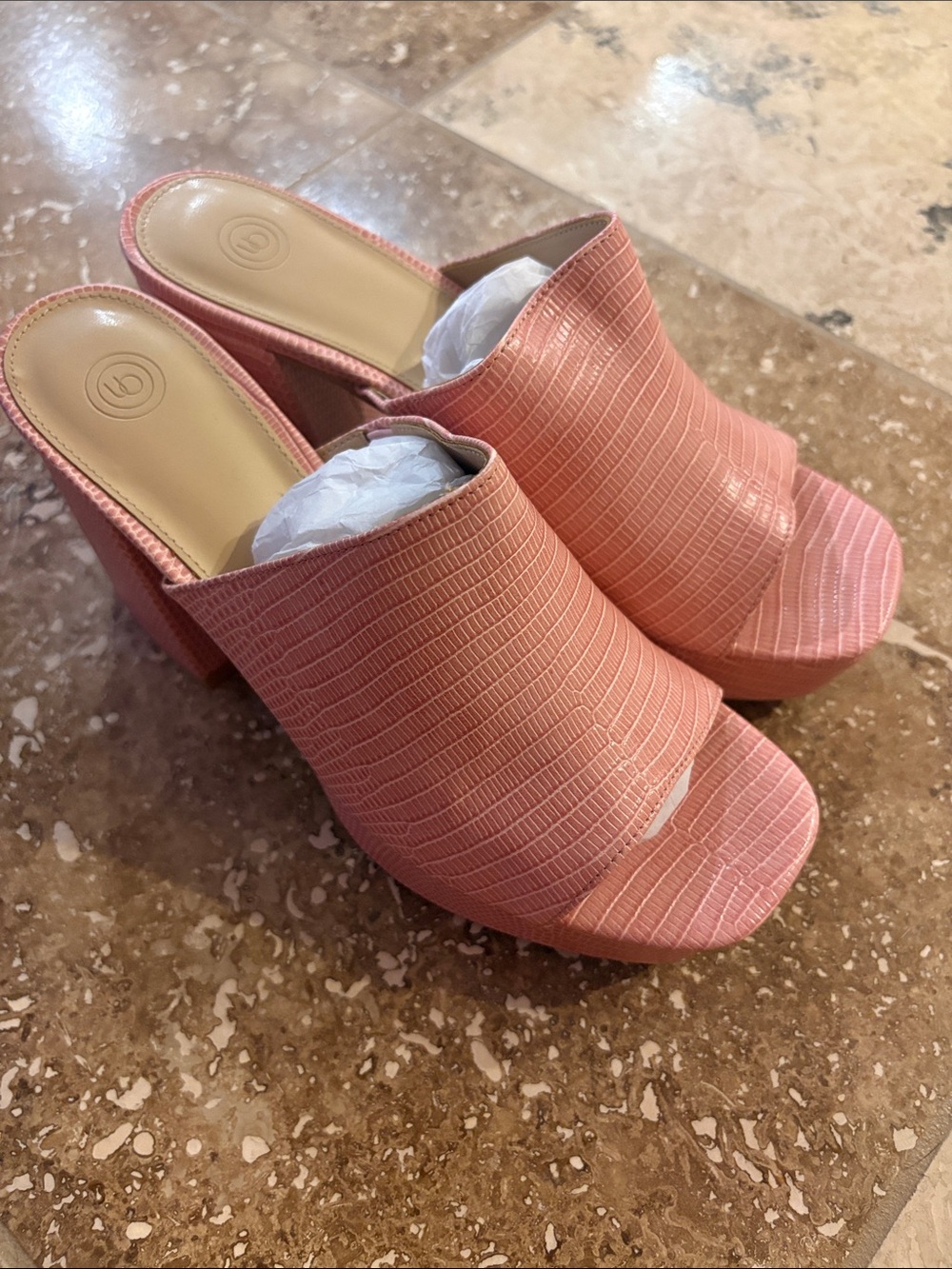 Women's Pink Platform Mule Heels